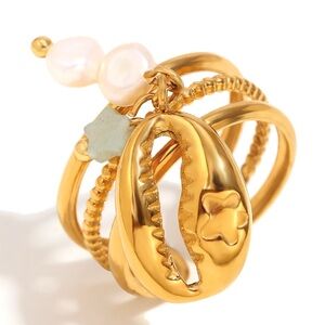 Gold Shell Charm Ring